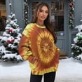 thumbnail image 2 of SCRAWLGOD Yellow Tie-Dye Womens Casual Crewneck Sweatshirts Long Sleeve Fashionable Tops Loose Fitting Pullovers with Drop Shoulder for Shopping Running, S, 2 of 7