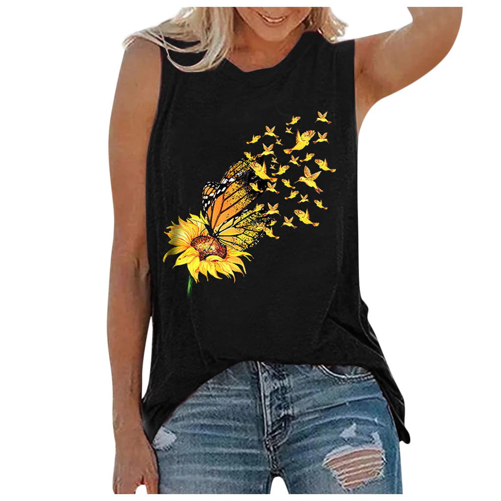 C-Gray,X-Large Beppter Women Summer Tops Trendy Casual Short Sleeve Sunflower Graphic Tees Workout Shirts Loose Fit Blouses Tshirts 
