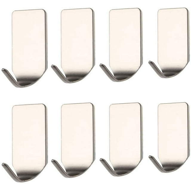 Ganchos para toallas de acero inoxidable resistentes al agua, paquete de 8, autoadhesivos para baño y cocina, sin perforaciones, ganchos para ropa de sujeción fuerte