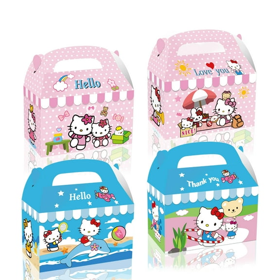 12 Pack Pink and blue cartoon cat Party Gift Boxes Party Favors/Candy Boxes, Tote Boxes, Gift Boxes for Kids Paper Favor Packs Adults Birthday Party Decora