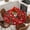 Red Green, variant on Grey Christmas Round Tablecloth, Fitted Table Cover with Elastic for 36"-44" Round Tables, Winter Green Pine Tree Gold Snowflake Table Cloth Outdoor Indoor Dinning Party Waterproof Tablecloths