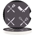 thumbnail image 1 of FMSHPON Knife and Fork Pattern Set of 6 Car Coaster for Drinks, Absorbent Ceramic Stone Coasters Cup Mat with Cork Base for Home Kitchen Room Coffee Table Bar Decor, 1 of 5