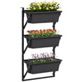 thumbnail image 1 of Outsunny 3-Tier Planters for Outdoor Plants, Planter Boxes, Dark Grey, 1 of 10