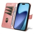 thumbnail image 3 of Allytechgroup Flip Case for iPhone Air, Stylish PU Leather Cards Slots Cash Pocket Shockproof Anti-Scratch Protective Magnetic Closure Hand Strap Wallet Phone Case for Women Men, Rosegold, 3 of 8