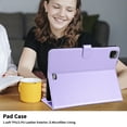 thumbnail image 3 of for iPad Pro 12.9 2022/2021/2020/2018 Folio Flip Case, Elegant Ultra Slim PU Leather Case with Smart Wake Sleep Kickstand Function Pencil Holder and Card Slots for iPad Air 13 2024, Purple, 3 of 8
