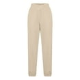 thumbnail image 5 of felwors Women's V Crossover Waist Sweatpants Baggy Y2K Jogger Pants Wide Leg Fleeced Lounge Pants Beige, XXL, 5 of 6