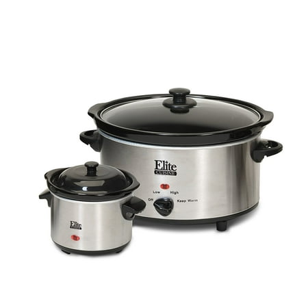Elite MST-500D 5-Quart Stainless Steel Slow Cooker with Mini Dipper