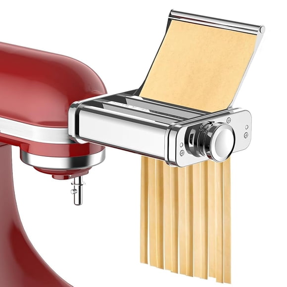 Accessoire à Pâtes 3-en-1 pour Batteur sur Socle KitchenAid, Moule à Pâtes en Acier Inoxydable pour Accessoires de Batteur KitchenAid, Moule à Pâtes Comprend un Rouleau à Pâtes,