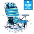 thumbnail image 5 of Nalwort 2 Pack Camping Chairs , Beach Chairs for Adults, 5 Position Lay Flat Folding Chairs with Headrest Cup Holder, Blue Stripes, 5 of 8