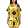 thumbnail image 1 of Balery Sunflowers Conjunto de Pijama para Mujer con Estampado, Dos Piezas de Manga Corta y Shorts, Ropa de Dormir Suave con Cuello Redondo y Bolsillos-Large, 1 of 6
