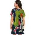 thumbnail image 2 of Bixox Dinosaur Basketball Player Pattern Women's Nightgown, Soft & Breathable Sleepwear, Round Neck Knee-Length Pajama Dress,Loungewear for Home & Sleep, 2 of 7