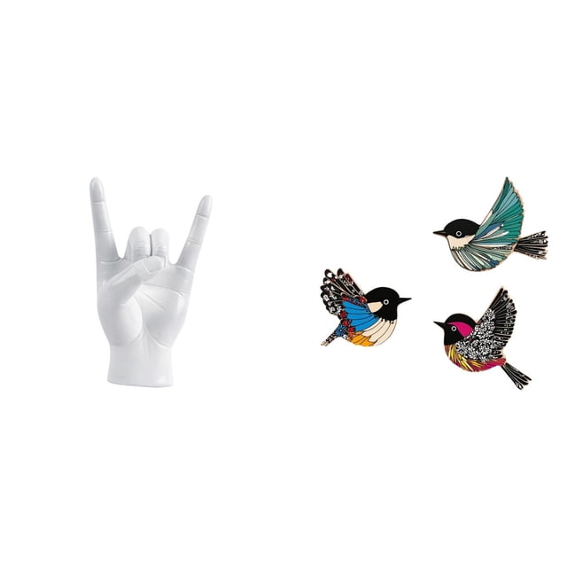 Estatua del gesto de la roca,Figuras de estatuas de dedos con gestos de música rock,Colgante de pared con forma de pájaro,Arte de pared de pájaros de madera,decoración de pared de pájaros