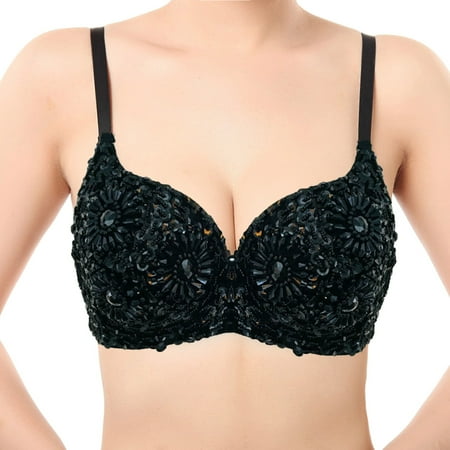 

LEEy-world Womens Lingerie Shockproof Bras Running Woman Dry Quick Underwear Size Fitness L With String Black Small