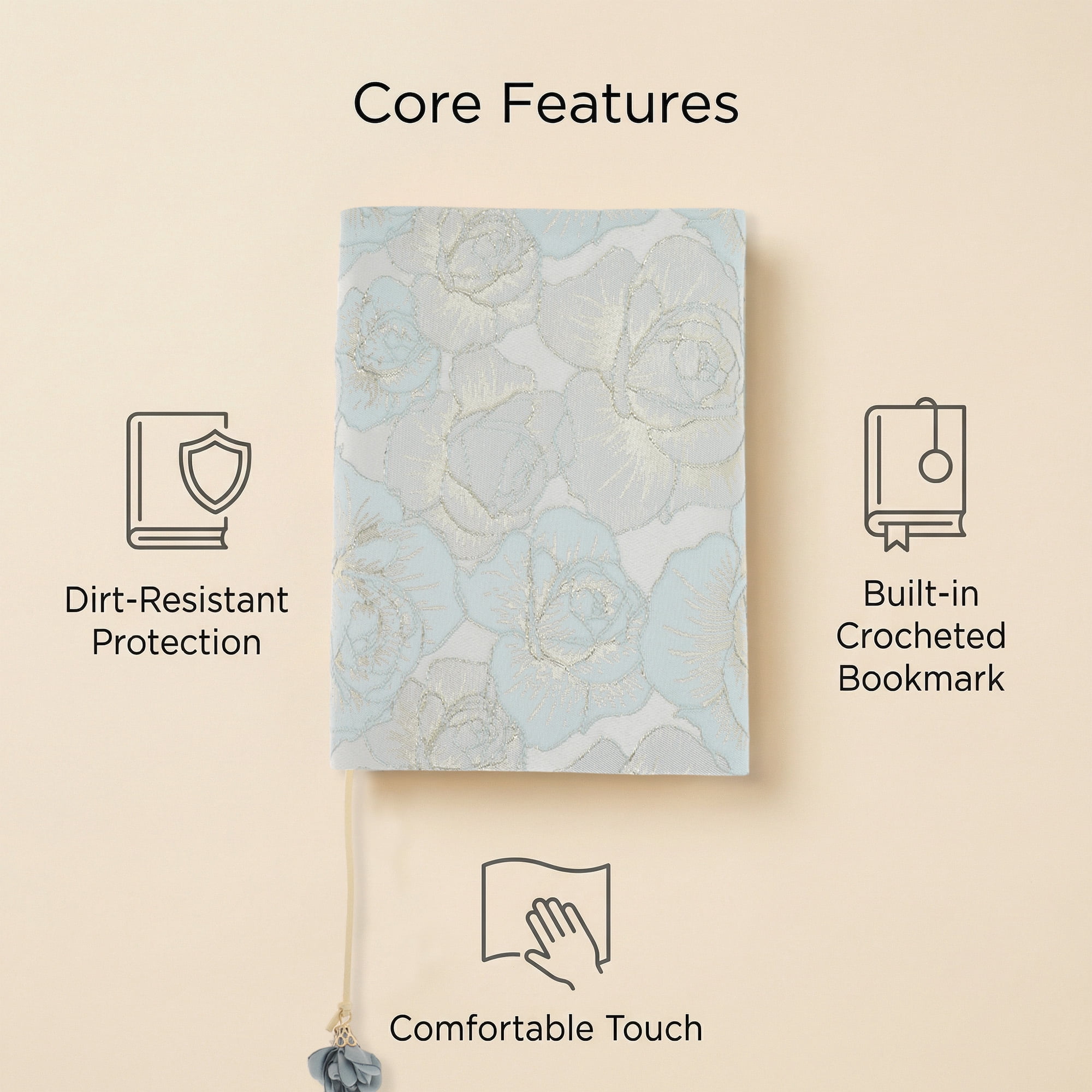 Unique Bargains Adjustable Fabric Book Cover for A5 Size Rose Blue