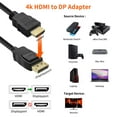 thumbnail image 4 of Bola Azul Active 4K 6 ft HDMI to Displayport Adapter Cable, Black, 4 of 7