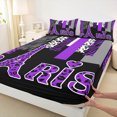 thumbnail image 3 of Homewish Cheetah Leopard Print Bed Sheets for Girl, Black Purple Eiffel Tower King Sheets, Stripes Abstract Sheet Set, Microfiber Bedroom Decor, 4-Piece, 3 of 7