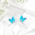 thumbnail image 3 of Blue Butterfly Earrings Aquamarine March Birthstone Earrings Stud Crystal Jewelry 925 Sterling Silver Women Birthday Mother's Day Gifts Juwaliy, 3 of 8