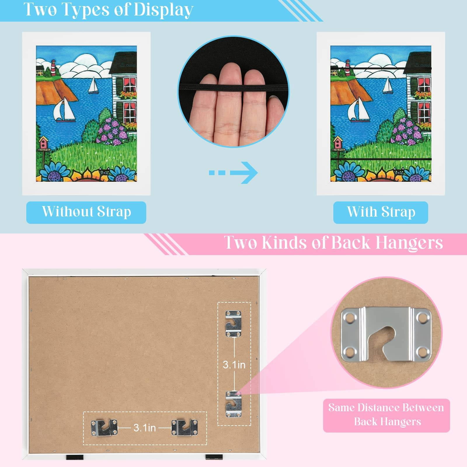WSBArt Kids Art Frames, 8.5x11 Front Opening Kids Artwork Frames Changeable,Artwork Display Storage Frame for Wall,Holds 50 Pcs,for 3D Picture,A4 Art-Work,Crafts,Children Drawing,Hanging Art,Portfolio