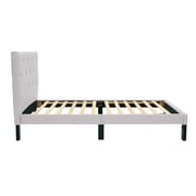 Poundex Upholstered Platform Bed, Twin, White