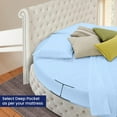 thumbnail image 3 of 500-TC Egyptian Cotton Full Round Bed Sheet Set – Fits 80" Diameter Mattress, 15-18" Deep Pocket – Stripe Light Blue, Full 80" Diameter, 3 of 6