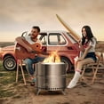 thumbnail image 2 of TURBRO 19 Inch Smokeless Fire Pit for Outdoor Wood Burning, Portable 304 Stainless Steel Camping Stove with Stand, Removable Ash Pan, Waterproof Storage Bag, Unique Nested Design, Pluto R19-SS, Silver, 2 of 9