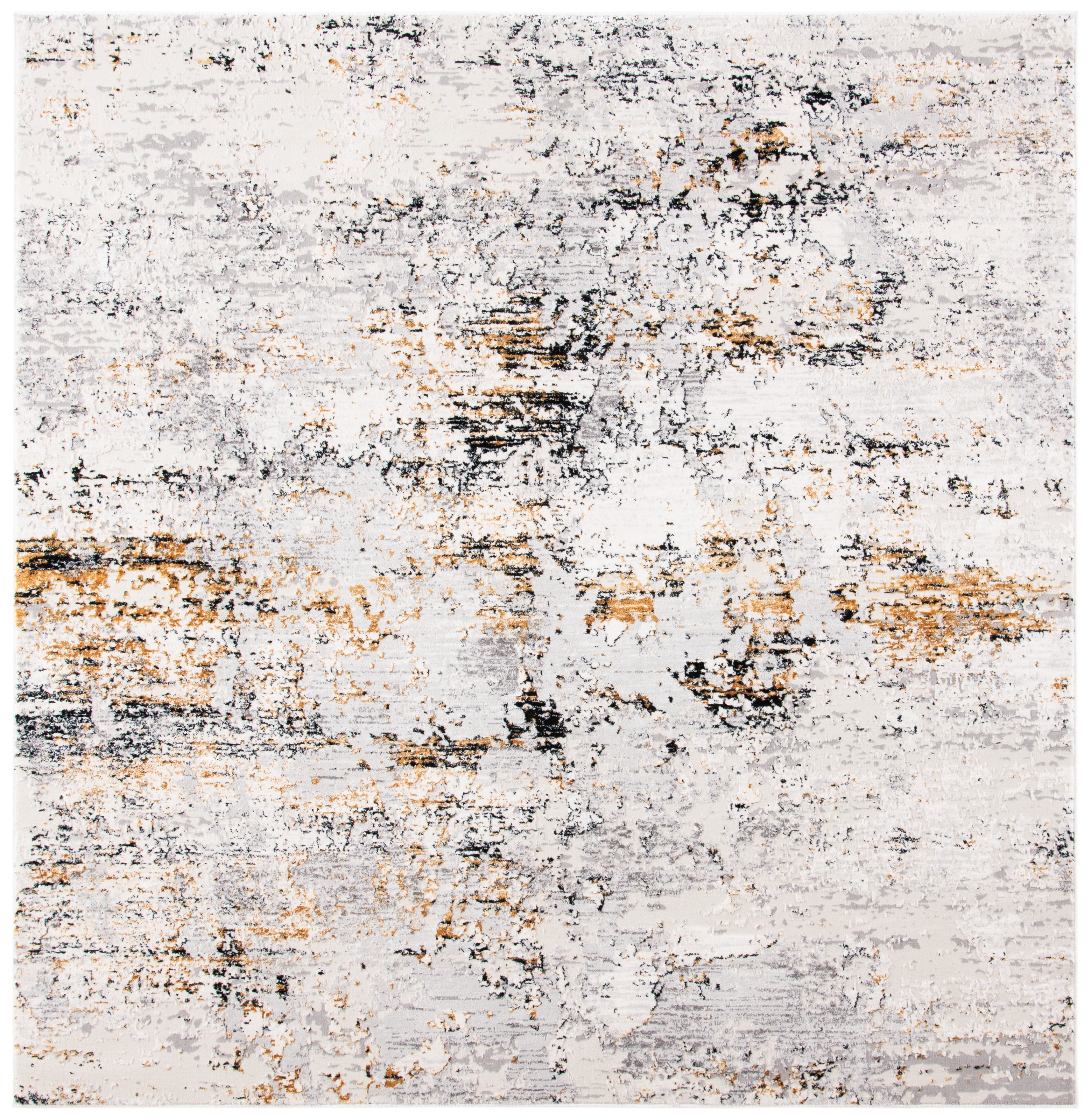 SAFAVIEH Amalfi Cian Distressed Area Rug, Creme/Gold, 6'7" x 6'7" Square