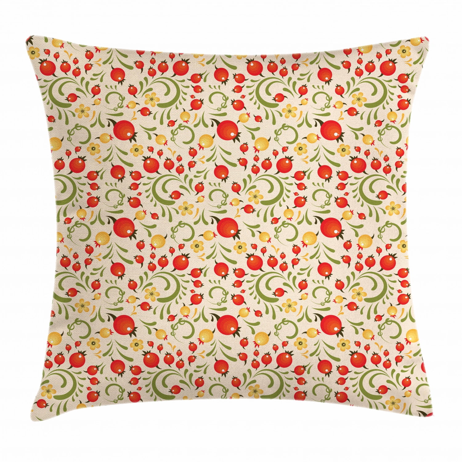 Cranberry Throw Pillow Cushion Cover, Nostalgic Harvest Blooms