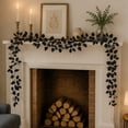 thumbnail image 5 of Halloween Decorations Black Leaf Garland, 26 Branches Artificial Rose Leaf Vine for Gothic Home Decor, Fireplace Mantel, and Dark Themed Party Supplies, C, 5 of 7