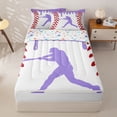 thumbnail image 3 of Homewish Purple Dripping Baseball Stitch Batter Silhouette Graphic Zipper Full Size Comforter Sets with Fitted Sheet and 2 Pillowcases,Baseball Graphic Zipper Bedding Set,4pcs, 3 of 6