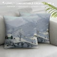 thumbnail image 3 of Orinice Snowy Village Graphic Decorative Pillow Cover for Home Couch Bed Sofa, Durable Cotton Linen Fabric, Winter Style, 1PC 22x22in, 3 of 5