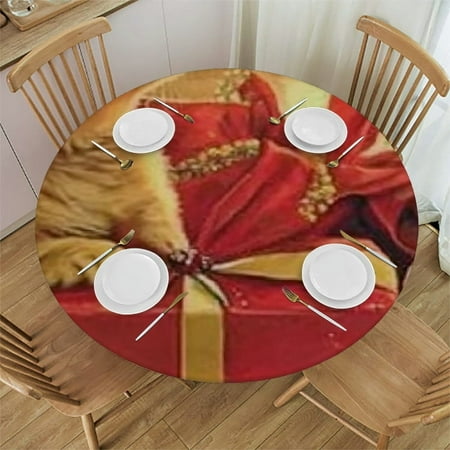 

Autua Cute Cat Round Tablecloth Stain-Resistant & Washable Table Cover Christmas for Indoor & Outdoor Use Great for Home Kitchen Parties Holiday Dinner 38 -42