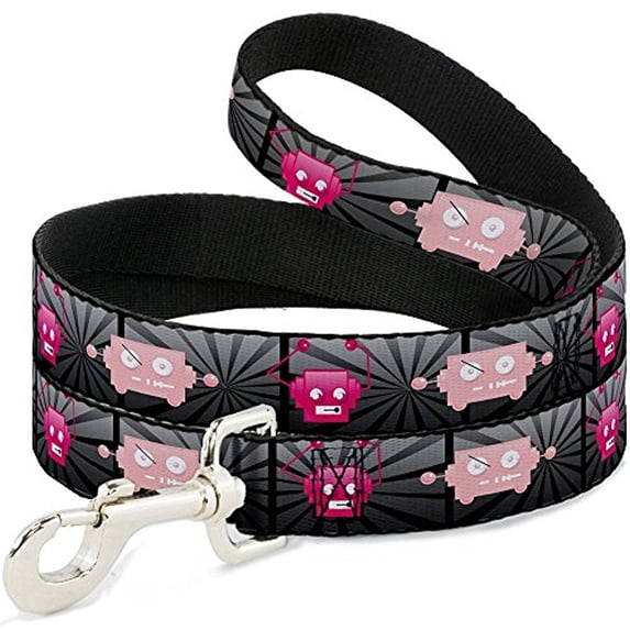 Buckle-Down DL-W30830-N Narrow 0.5" Hot Beat Bot Pink Dog Leash