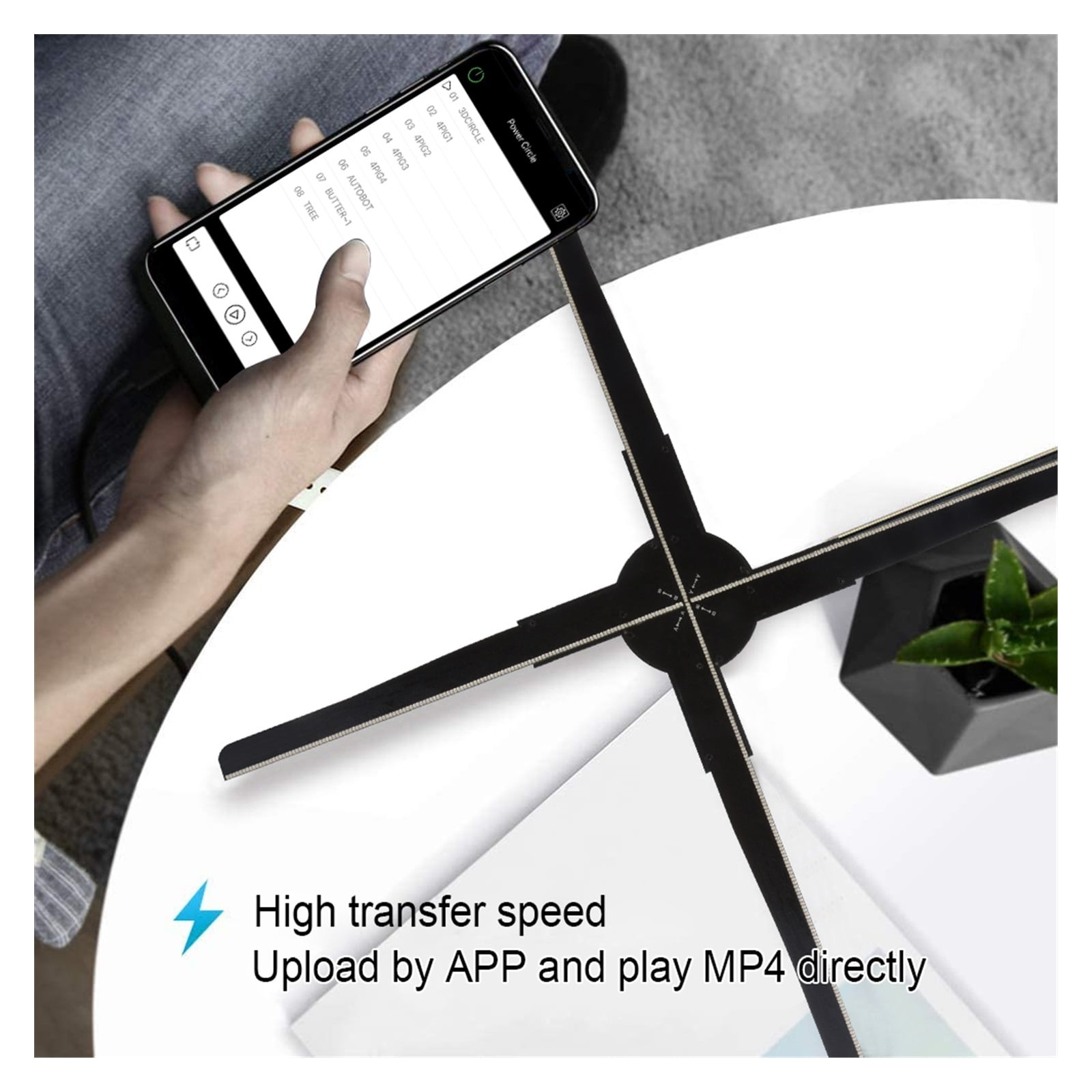 20.47" 3D Holographic Fan Projector Naked-eye Holographic 3D Projector For Sky Light,Shops,Bars,Advertising Signs ,High-Brightness