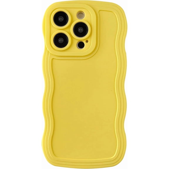 MYKOMI for iPhone 14 Pro Case,Solid Color Curly Wave Frame Soft Phone Case
