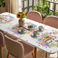 thumbnail image 3 of Easter Cute Rabbits Table Cloths for 8 Foot Rectangle Tables, Colorful Eggs Pink Blue Flowers Pink Pot Patio Waterproof Elastic Fitted Tablecloths, Washable Rectangular Table Cover for Camping, 3 of 8