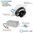 thumbnail image 3 of Luxrite 3 Inch Square Gimbal Recessed LED Lights 8W 5 CCT Selectable 2700K-5000K 600LM Dimmable Damp Rated, 3 of 7
