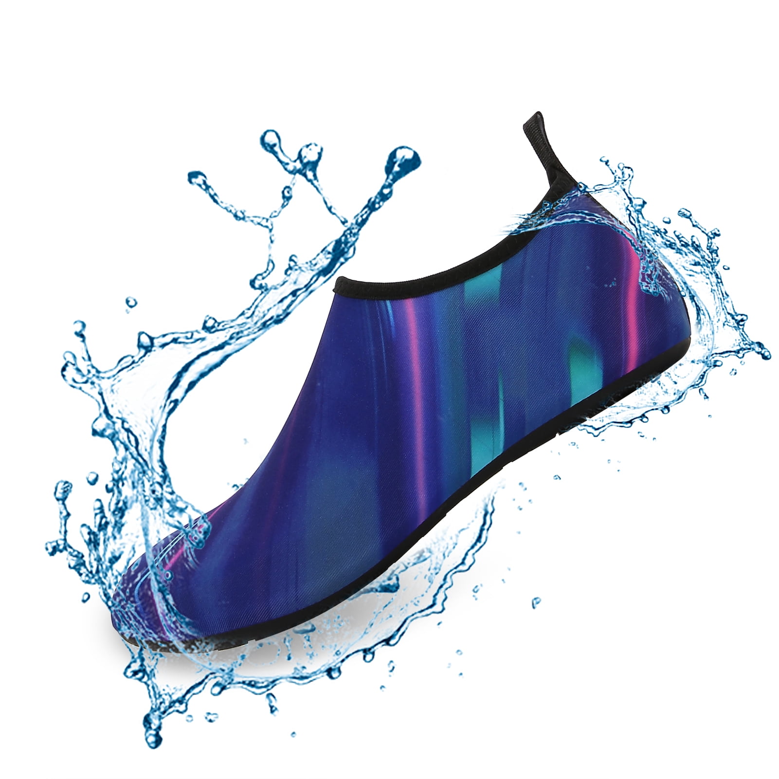 Men and Women a Slip On Barefoot Quick-Dry Beach Aqua Yoga Water Shoes (Laser Glare/Navy, 11-12 Women/9.5-10 Men)