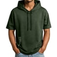 thumbnail image 2 of VgaVtl T Shirts for Men Summer Hooded Short Sleeve Clothes for Men Green Breathable Plain Gym Casual Loose Workout Tops, 2 of 9