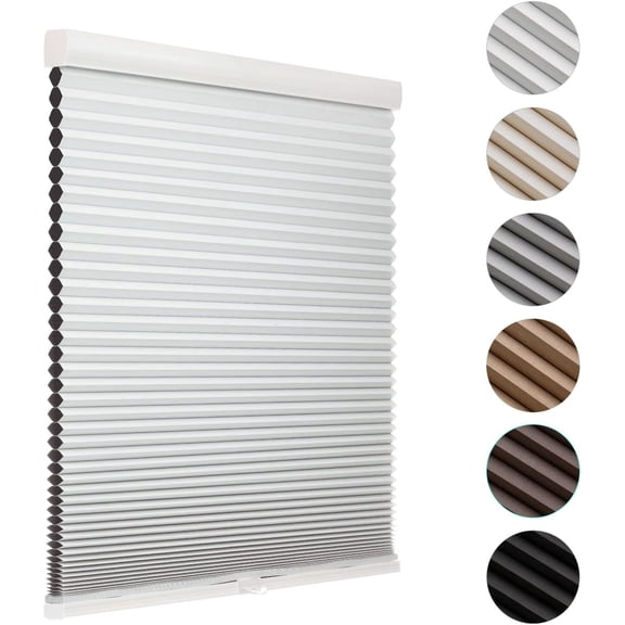 Custom Cordless Blackout Cellular Shades for Windows, Honeycomb Window Shades with Thermal Insulation, Child & Pet Safe Room Darkening Shade, Easy Install, Custom Size, White