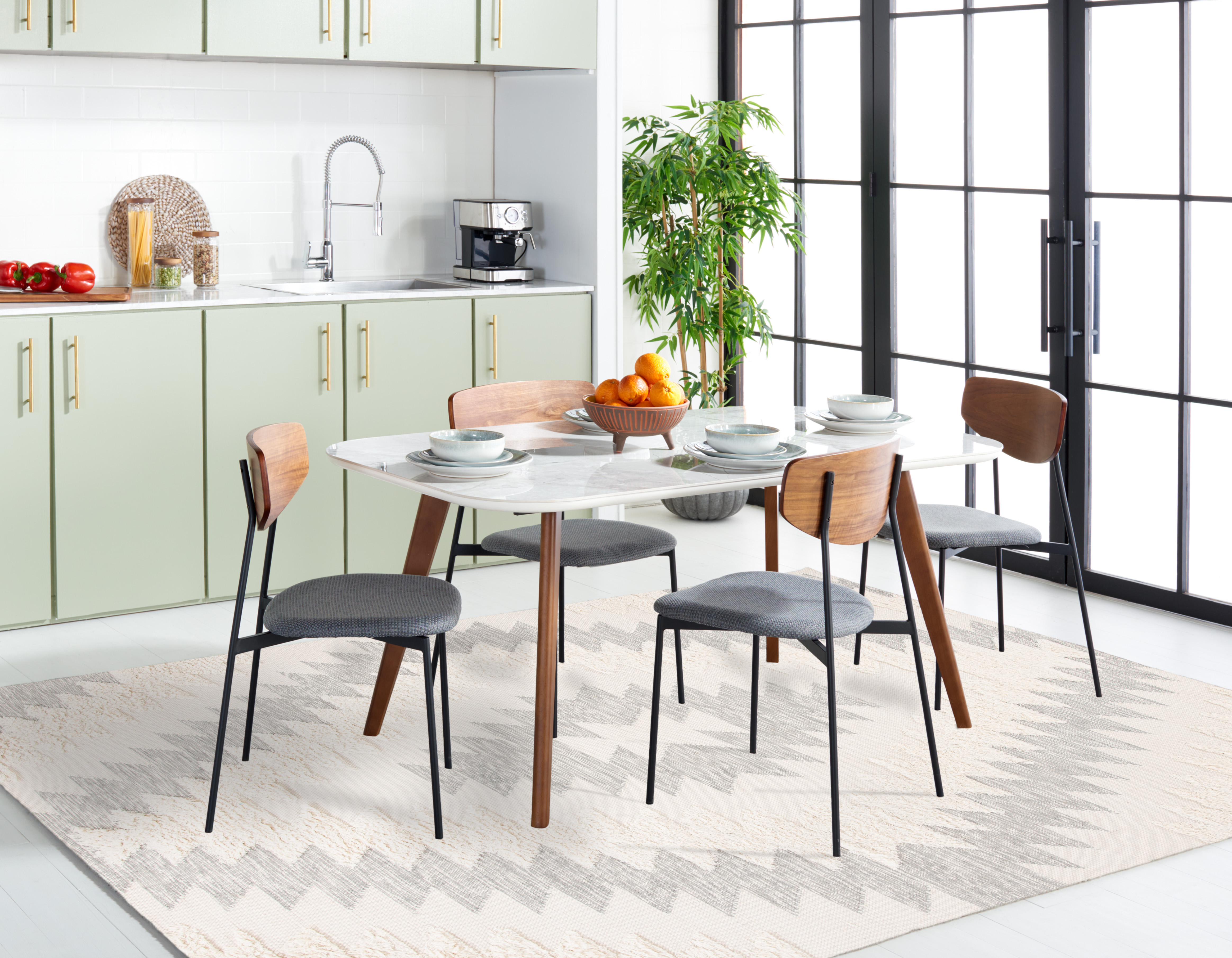 SAFAVIEH Kenya Lennard Geometric Area Rug, Grey/Ivory, 9' x 12'