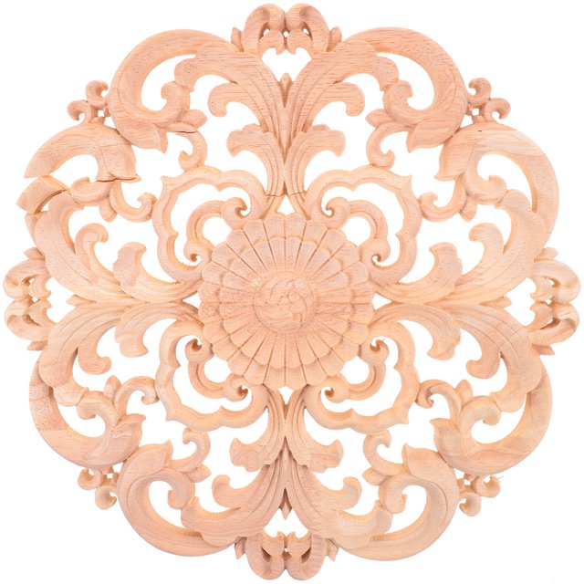 ColoMX Aplique de madera natural tallada: aplique de esquina de madera tallada redonda, acento decorativo para puertas, muebles y paredes, 30 cm