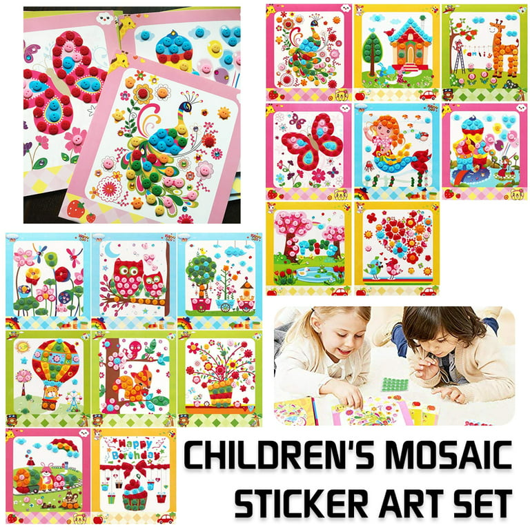 EIMELI Preschool Learning Toys, Colorful Sticky Buttons Diamonds Painting  Art Set, Mosaic Sticker Art Kits for Kids 4-6 Years Old, Flower and Animal  Stickers Toys, Art and Crafts Kits for Kids 2023 