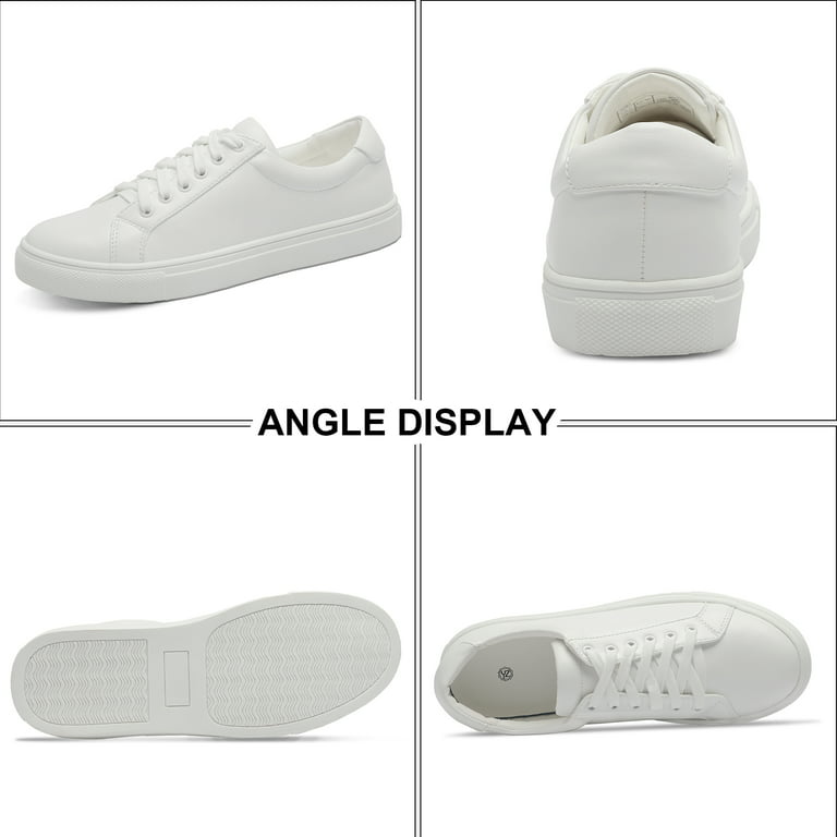 Woman Fashion Pure White Sneakers Casual Lace up Flat Shoes Low Top for Female 8 Walmart.com