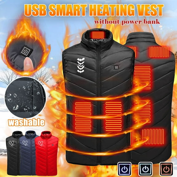 NSLGXD Heated Vest for Men Women Lightweight USB Charging Electric Heating Coats with 3 Heating Levels 9 Heating Zones Thermal Vest Outdoor Warm Clothing(Without Power Bank)
