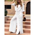 thumbnail image 5 of Female Long Sleeve Beach Shirt Blouses Bathing Suit Cover Up Button Down Collar White XXXL, 5 of 9
