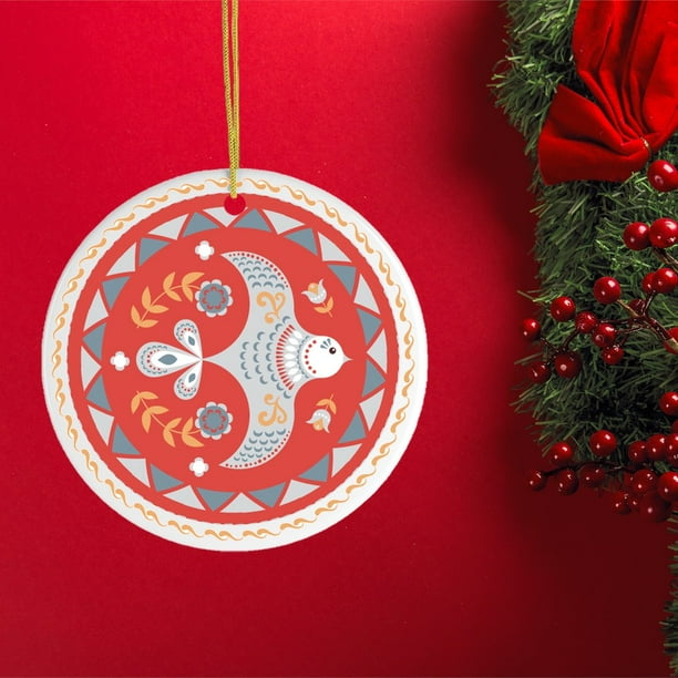 scandinavian christmas Scandinavian Bird Christmas Ornament, Ethnic Classic Folklore