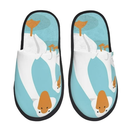 Balery Three White Geese Slient Indoor Furry Fleece Comfort House Shoes Soft Non-Slip Home Shoes Cotton slippers House Slippers-- Large