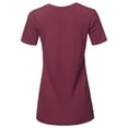 thumbnail image 3 of A2Y Women's Basic Solid Premium Cotton Short Sleeve V-neck T Shirt Tee Tops Dark Burgundy 2XL, 3 of 6