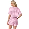 thumbnail image 5 of MINTREUS Womens Pajama Sets Striped Print Crew Neck Short Sleeve Tee and Side Split Shorts Lounge Set Cute Pj Sets, 5 of 8