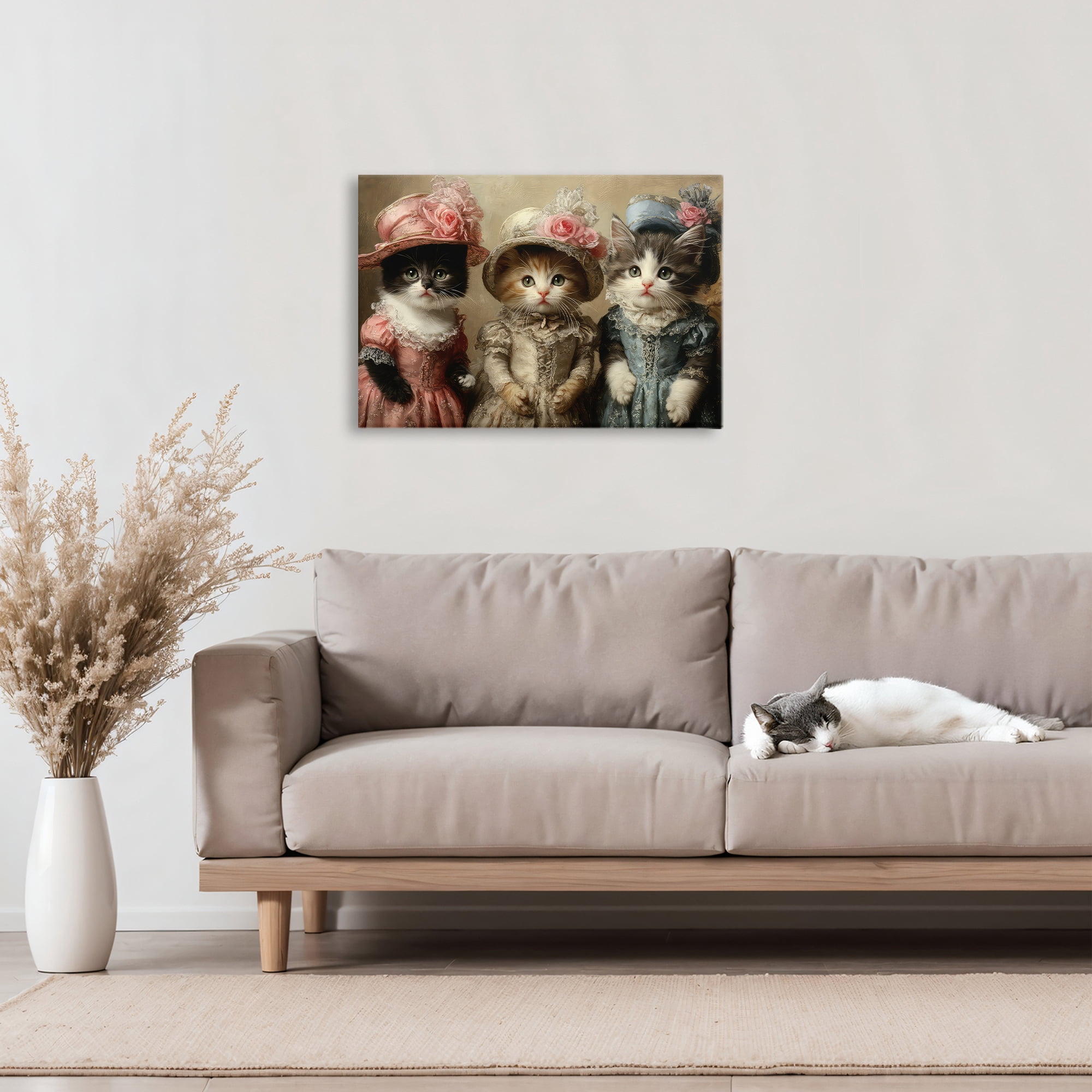 Stupell Industries Vintage Dress Cats Canvas Wall Art, design by The Wands Want